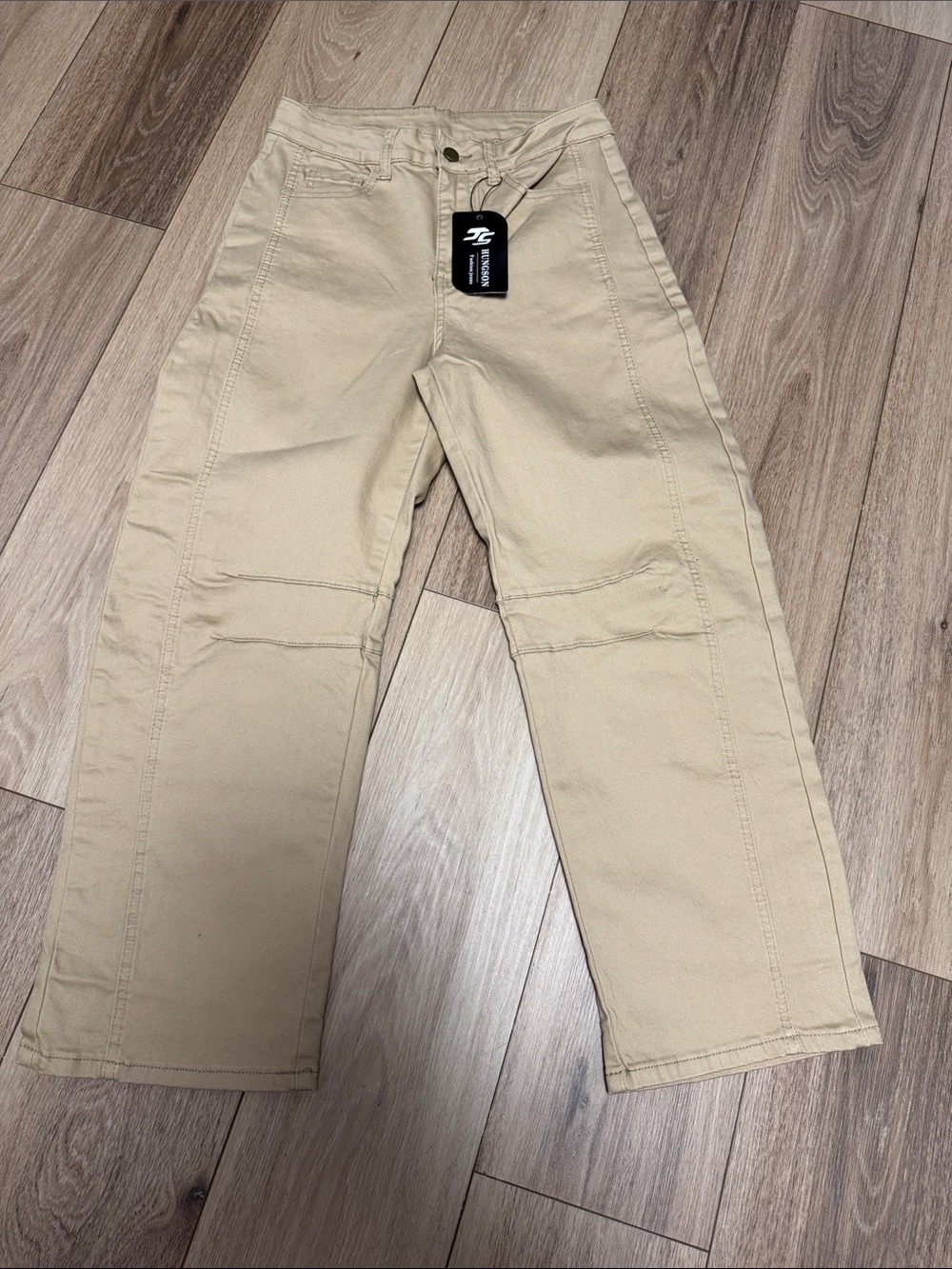 Hungson NWT 8 Straight-Leg barrel Utility stretch khaki highwaist ANKLE jeans